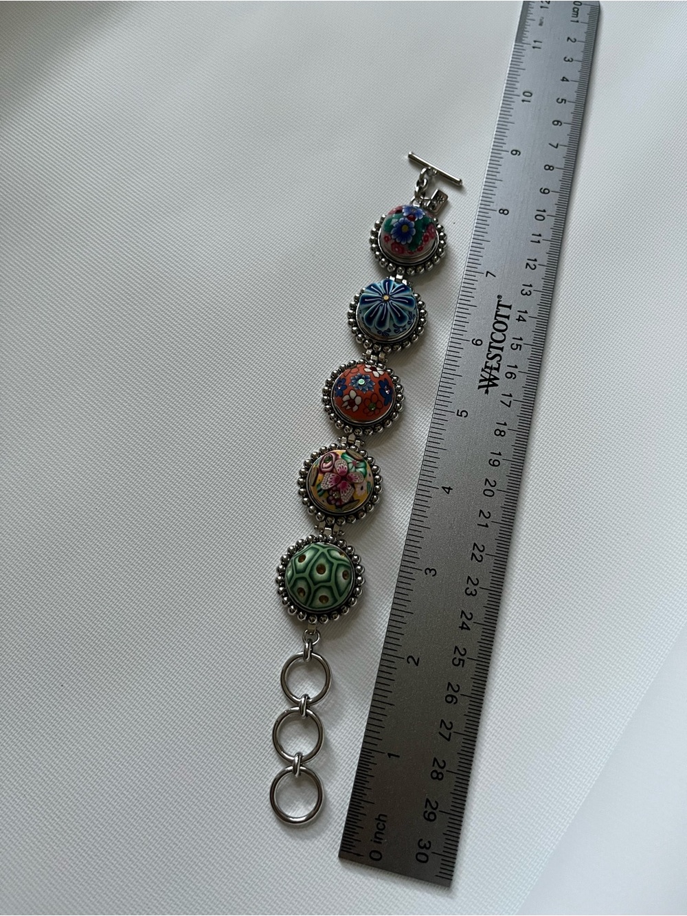 Green Enamel Butterfly Pendant Necklace with Colorful Bead Accents - Picture 4 of 7